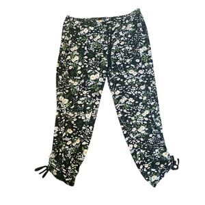 Cuddl Duds Black and White Floral Pants